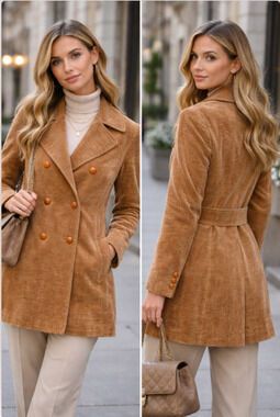 Vintage Lodenfrey Brown Corduroy Double-Breasted Jacket Women Sz US 6-8 Rustic